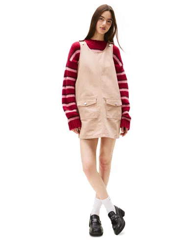 Tommy Jeans Women's Cotton Pinafore Sleeveless A-line Dress In Pink