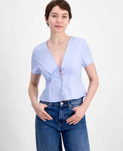 Tommy Jeans Women's Cotton Poplin Tie-front Blouse