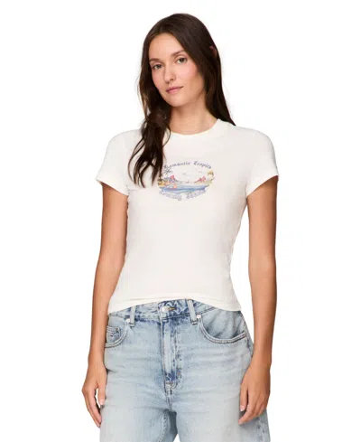 Tommy Jeans Women's Cotton Slim Fit Tropics Graphic Tee In Ecru