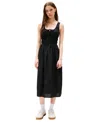 Tommy Jeans Women's Cotton Smocked-waist Midi Dress In Black