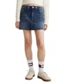 Tommy Jeans Women's Cotton Studded Star Denim Mini Skirt In Denim Dark