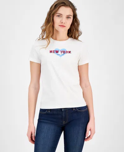 Tommy Jeans Women's Cotton X Nyc Heart Graphic T-shirt In Ancient White