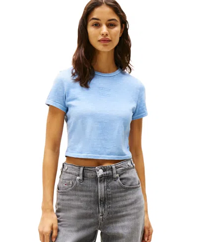 Tommy Jeans Women's Cropped Cotton Crewneck T-shirt In Colorado Blue
