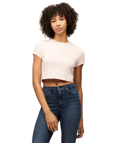 Tommy Jeans Women's Cropped Cotton Crewneck T-shirt In Precious Pink