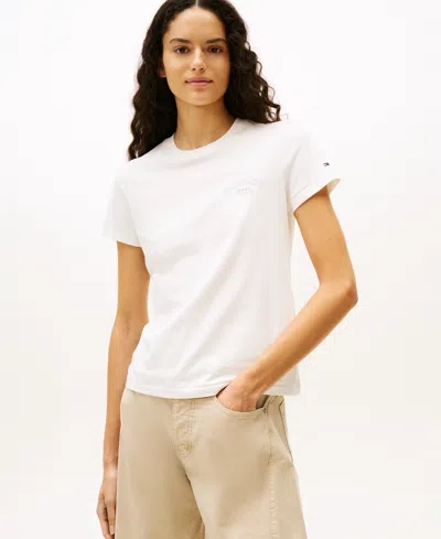 Tommy Jeans Women's Dollar Stack Logo Short-sleeve T-shirt In White