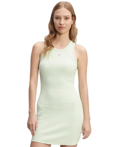 Tommy Jeans Women's Essential Ribbed Bodycon Tank Dress In Opal Green