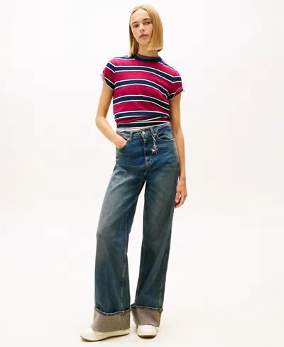 Tommy Jeans Women's Flag Jersey Crewneck T-shirt In Multi