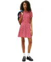 Tommy Jeans Women's Floral-print Fit & Flare Mini Dress In Red