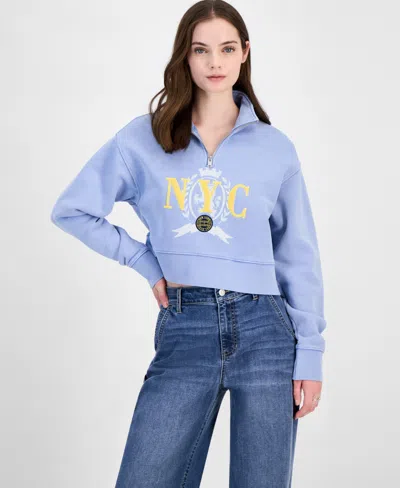 Tommy Jeans Women's Half-zip Varsity Sweatshirt In Sweet Blue