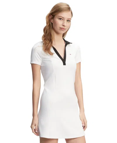 Tommy Jeans Women's Johnny-collar Tennis Dress In White