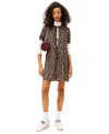 Tommy Jeans Women's Leopard-print Tie-front Mini Dress In Brown