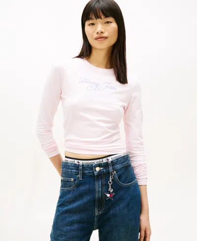 Tommy Jeans Women's Long-sleeve Script Logo T-shirt In White
