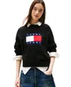 Tommy Jeans Women's Melange-flag Crewneck Sweater In Black