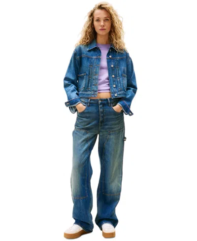 Tommy Jeans Women's Mia Cotton Mid-rise Relaxed Straight Carpenter Jeans
