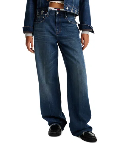 Tommy Jeans Women's Mia Relaxed Star Studded Jeans In Denim Dark