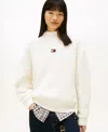 Tommy Jeans Women's Mock Neck Badge Sweater In White