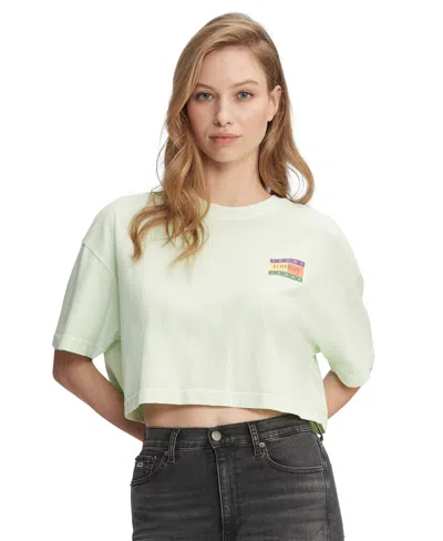 Tommy Jeans Women's Oversized Cropped Summer Flag T-shirt In Opal Green