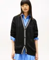 Tommy Jeans Women's Oversized Flag Cable Long-sleeve Cardigan In Black
