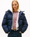 Tommy Jeans Women's Oversized Hooded Flag Puffer Jacket In Blue