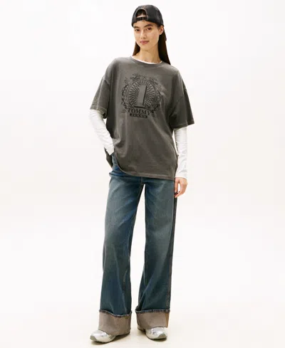 Tommy Jeans Women's Oversized Tommy Dollar Logo T-shirt In Black