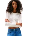 Tommy Jeans Crew Neck Cardigan In White