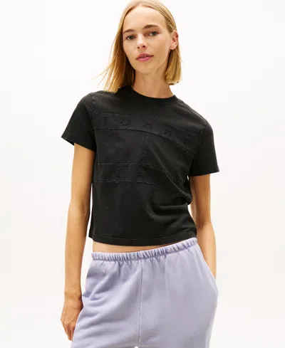 Tommy Jeans Women's Regular Tonal Flag T-shirt In Black