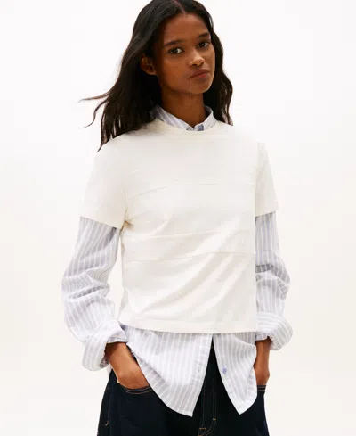 Tommy Jeans Women's Regular Tonal Flag T-shirt In White