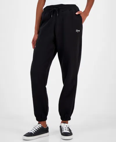 Tommy Jeans Women's Relaxed Script Logo Sweatpants In Black