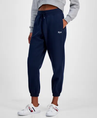 Tommy Jeans Women's Relaxed Script Logo Sweatpants In Dark Night Navy