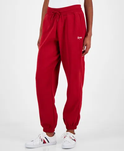 Tommy Jeans Women's Relaxed Script Logo Sweatpants In Regatta Red