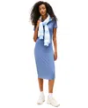 Tommy Jeans Women's Ribbed Bodycon Midi Dress In Blue
