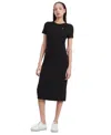 Tommy Jeans Womens Ribbed Polyester Bodycon Dress In Black