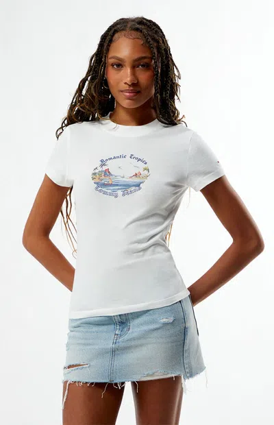 Tommy Jeans Women's Romantic Tropics Slim T-shirt In White