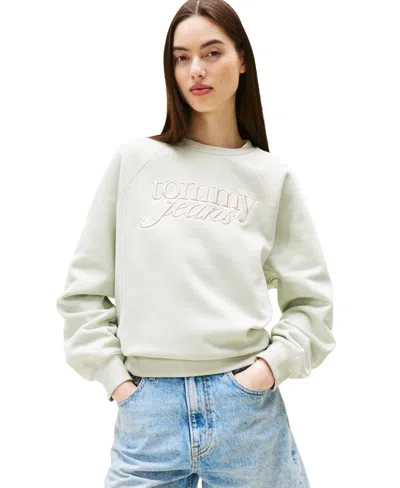 Tommy Jeans Women's Script Logo Crewneck Sweatshirt In Green