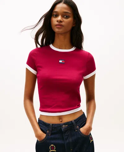 Tommy Jeans Women's Slim Badge T-shirt In Red