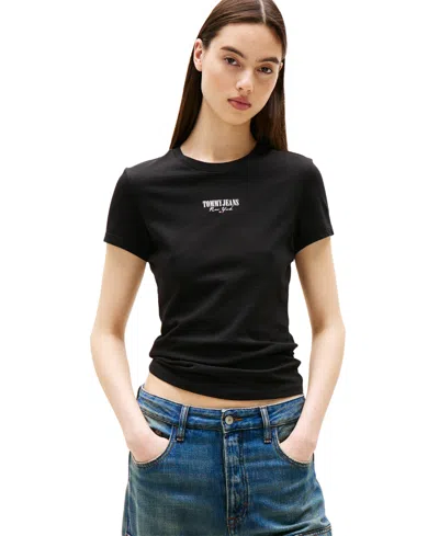 Tommy Jeans Women's Slim-fit Essential Logo Graphic T-shirt In Black