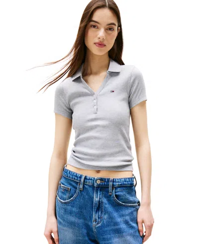 Tommy Jeans Women's Slim-fit Ribbed Polo Shirt