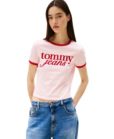 TOMMY JEANS WOMEN'S SLIM LOGO RINGER T-SHIRT