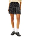 Tommy Jeans Women's Smocked Ruffled Floral-print Skirt In Black