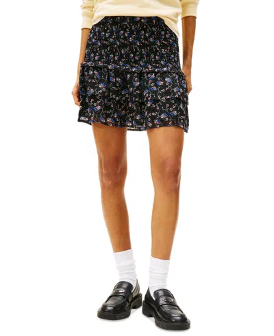 Tommy Jeans Women's Smocked Ruffled Floral-print Skirt In Small Flowers Aop