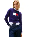 Tommy Jeans Women's Sparkle Flag Logo Sweater In Blue