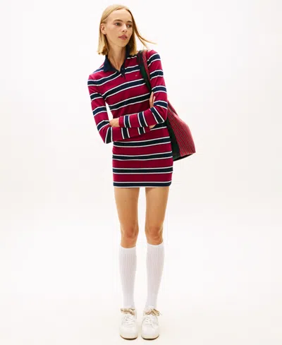 Tommy Jeans Women's Striped Mini Polo Dress In Multi