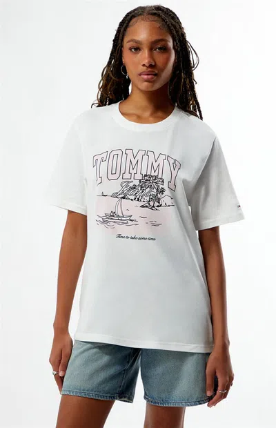 Tommy Jeans Women's Tonal Tropics Relaxed T-shirt In Off White