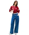 Tommy Jeans Women's Varsity V-neck Cotton Sweater In Red