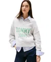Tommy Jeans Women's Varsity V-neck Long-sleeve Logo Sweater In Neutral