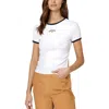 Tommy Jeans Womens Contrast Trim Cotton Graphic T-shirt In White