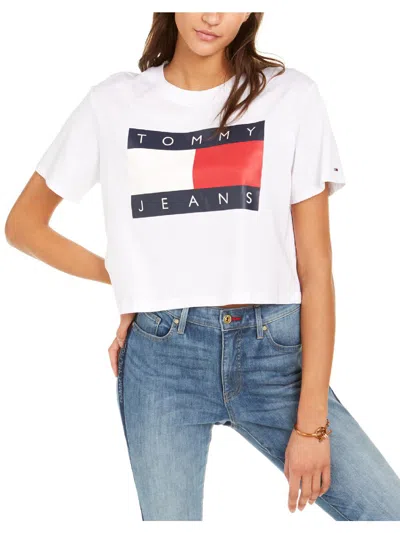 Tommy Jeans Womens Cotton Crewneck Cropped In White