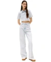 Tommy Jeans Womens Cropped Denim Shirt Wide Leg Jeans In Gray