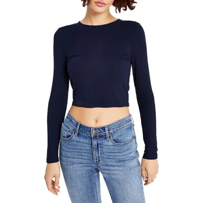 Tommy Jeans Womens Cut-out Cropped Pullover Top In Blue