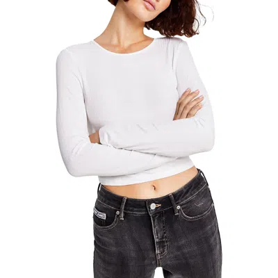 Tommy Jeans Womens Cut-out Cropped Pullover Top In White